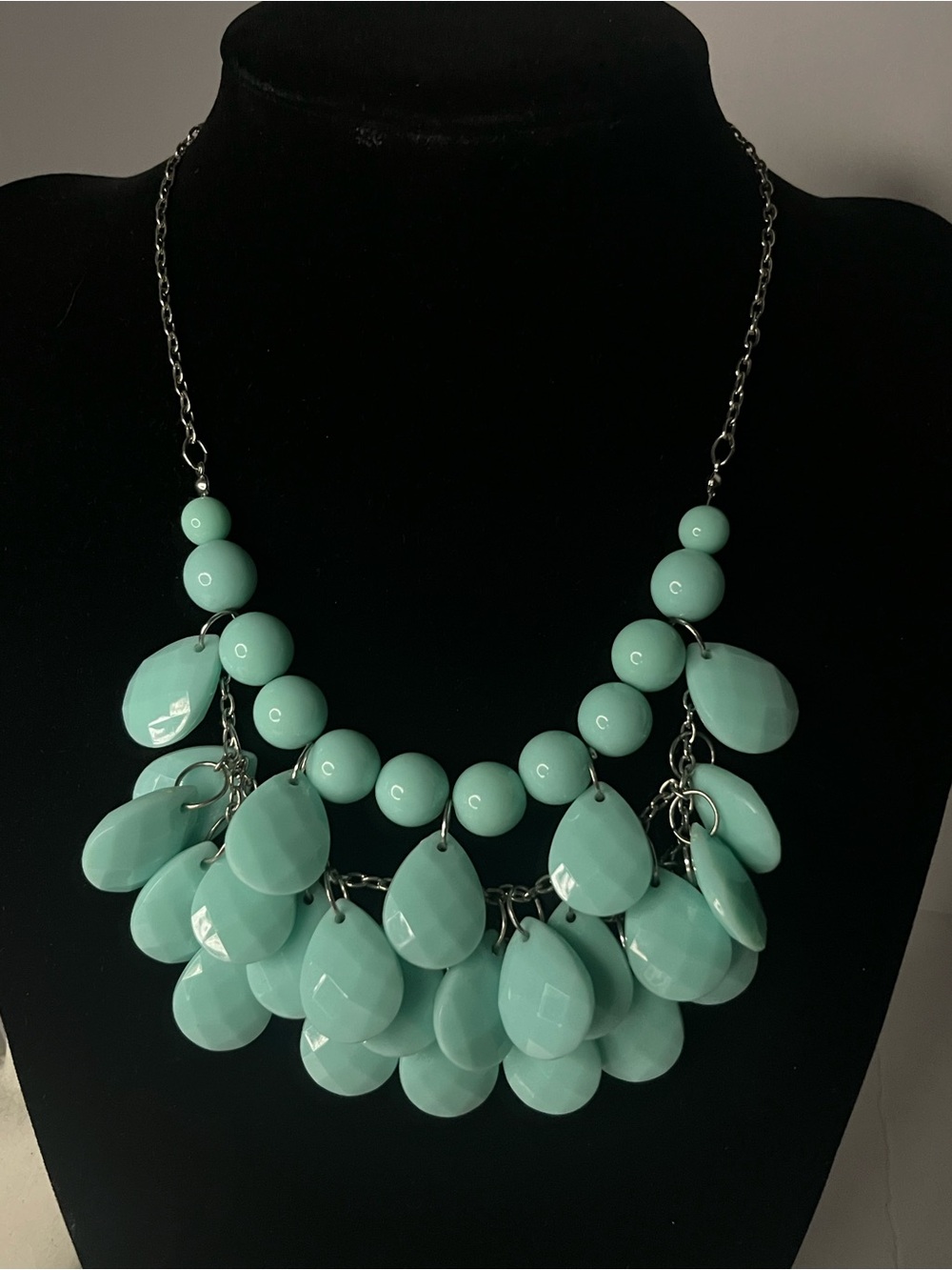 Charming Charlie Mint Teardrop Bib Necklace